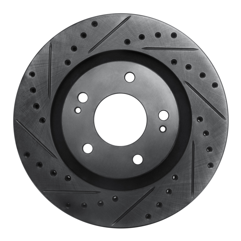 Mitsubishi Outlander PHEV Brake Rotor (1) - Front Left - R1 Concepts - Drilled & Slotted - Black - `05-`22